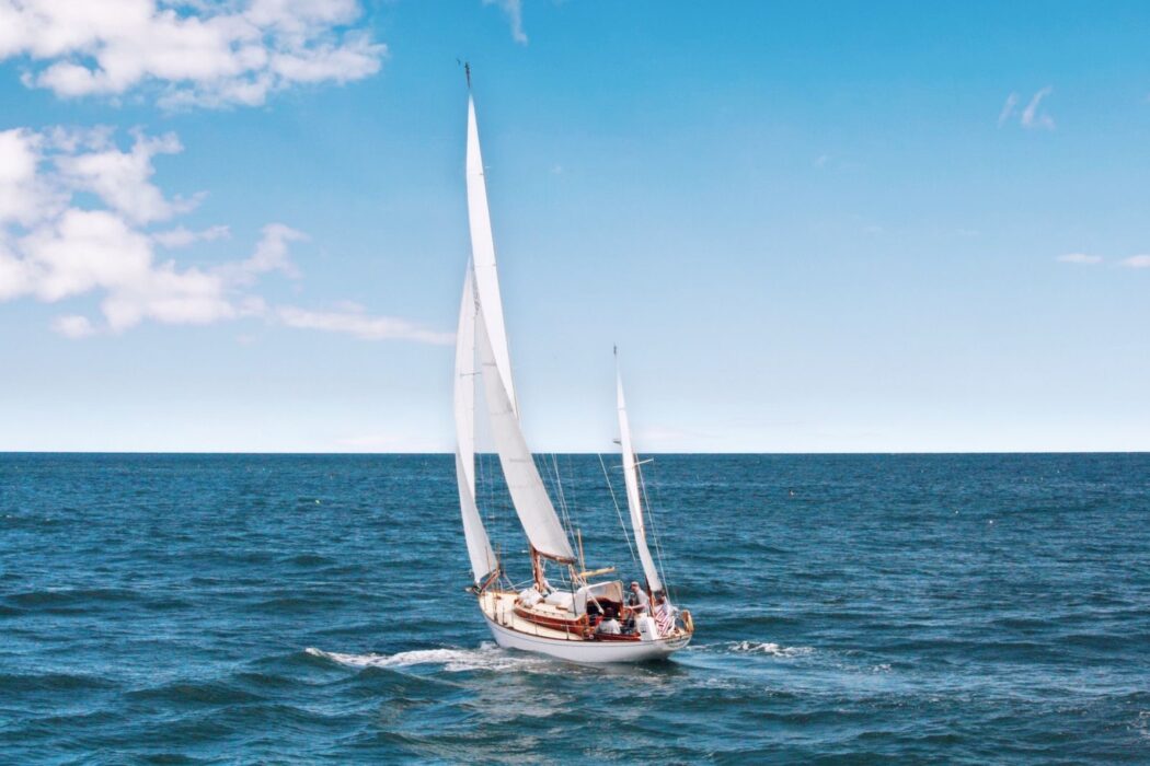 Sailboat among the sea